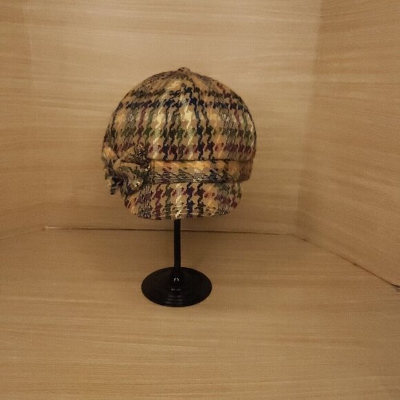 D&Y Tan Maroon Green Newsboy Hat Cap - Picture 1 of 7